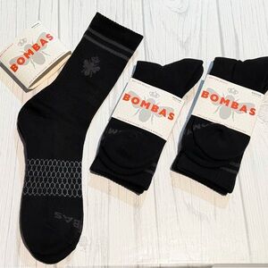 Pack of 3 • Bombas Black & Grey Vintage Calf - Size Medium